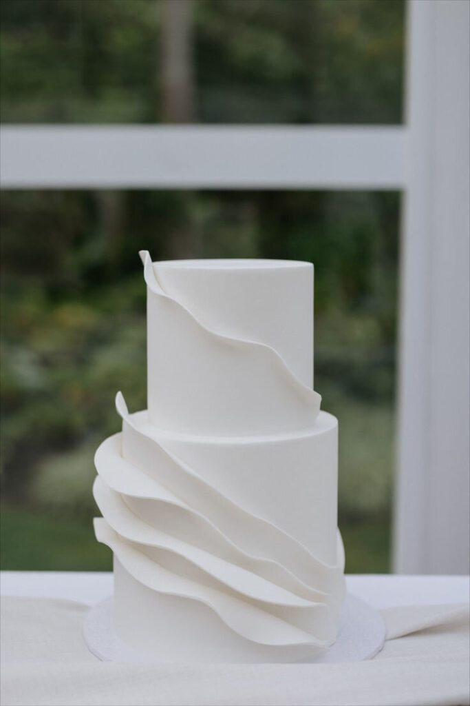 textured wedding cake two tiers