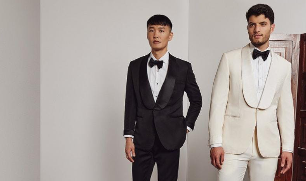 White and black suit for wedding