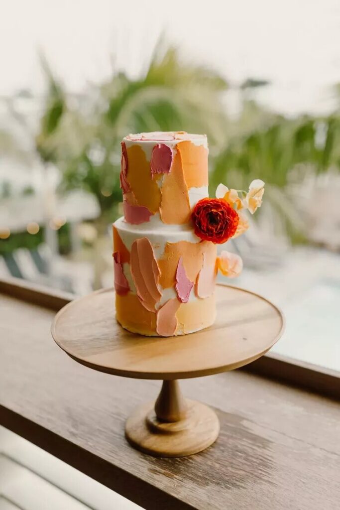 Colorfull Wedding cake tow tiers