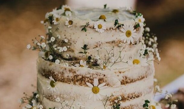 semi-naked wedding white cake